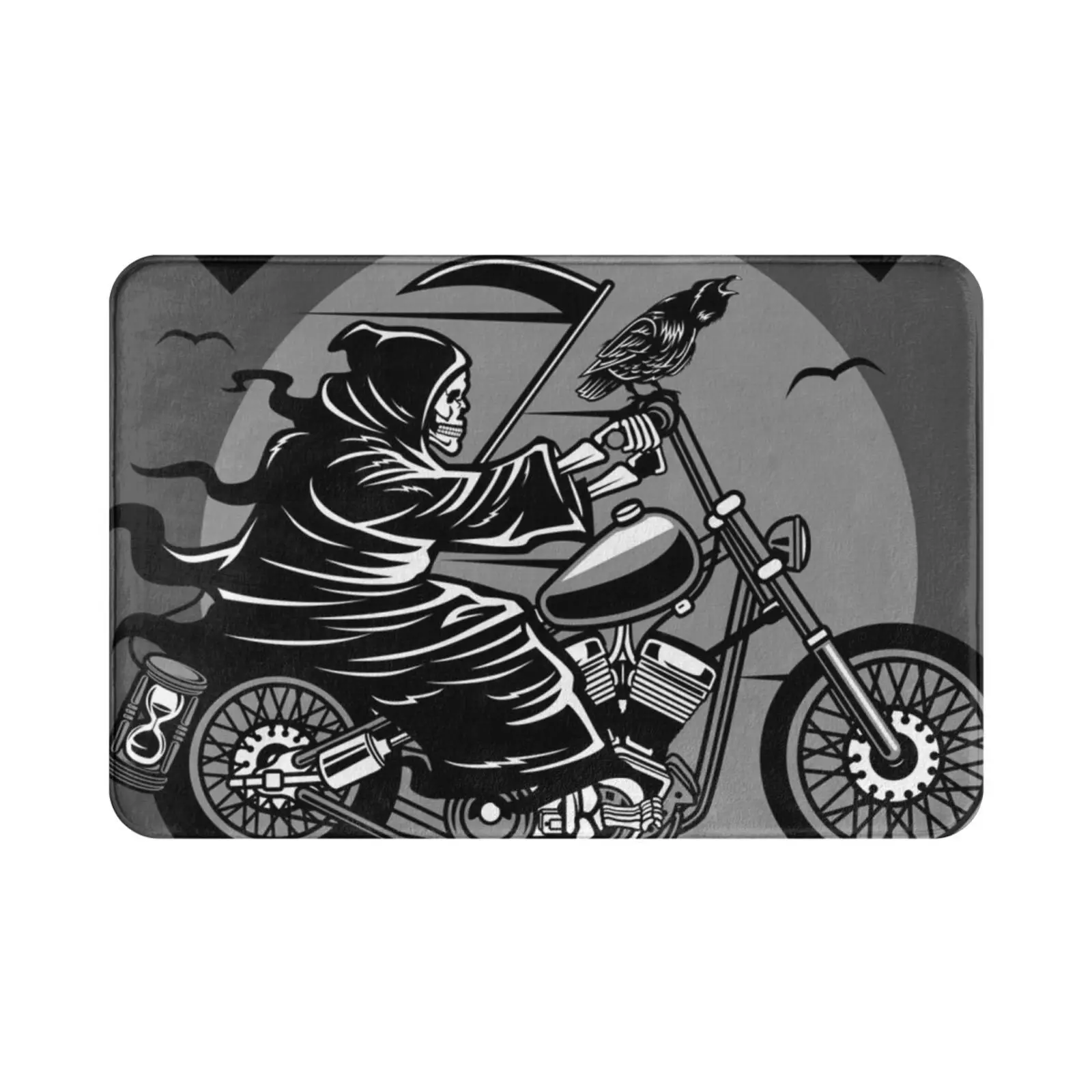 Death Motorcycle Club-Poster Carpet Mat Rug Cushion Soft Non-Slip Rocker Biker Racing Bearded Hipster Moustache