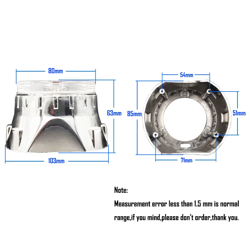 2.5 Inch LED Running Lights Angel Eyes projector lens Silver shrouds for Projector shroud Mask HID xenon Headlight Car Styling