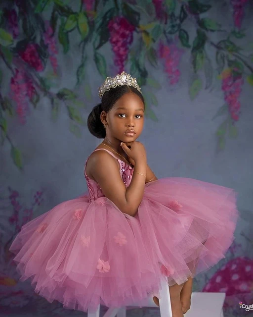 Spaghetti Ball Gown Tutu Flower Girl Dresses For Wedding Rose Pink Puffy Girls Pageant Gowns Baby Birthday Party Wear 2021 AliExpress