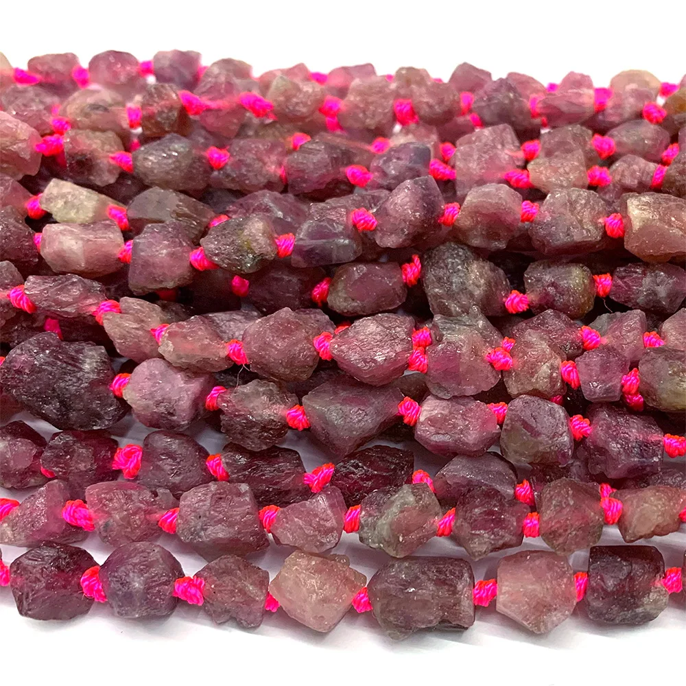 Veemake Pink Tourmaline Natural Gemstones DIY Raw Mineral Nugget Free Form Loose Rough Matte Beads Jewelry Design Making 07353