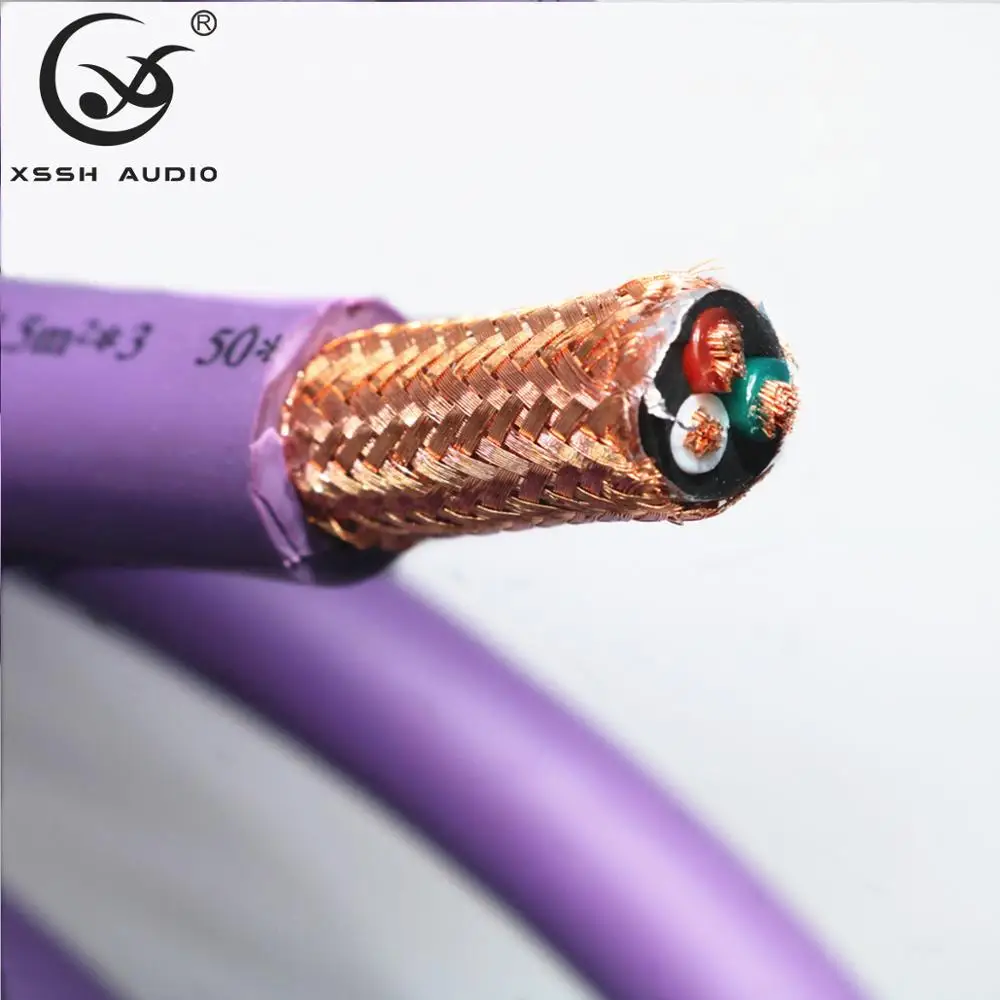Línea de Cable de altavoz XSSH OEM, reproductor de hi-fi CD, amplificador de Audio y vídeo de 13mm, 3x2,5 ㎡ OFC, Cables de alimentación de extensión de cobre puro