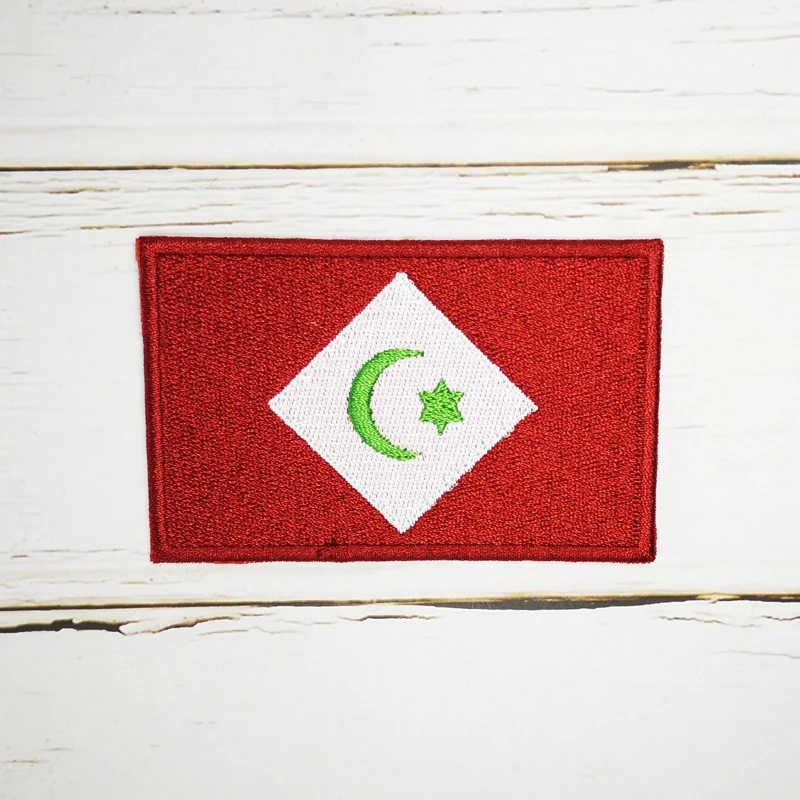 Bandeira da república do rif completa 100% remendo para colete chapéu jeans ferro em etiqueta de crachá bordado 8*5cm acessório de bandeira do país nacional