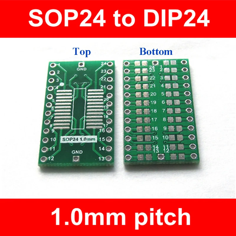 Carte d'expérimentation de test pcb SOP24 à DIP24 IC, pas d'adaptateur 1mm