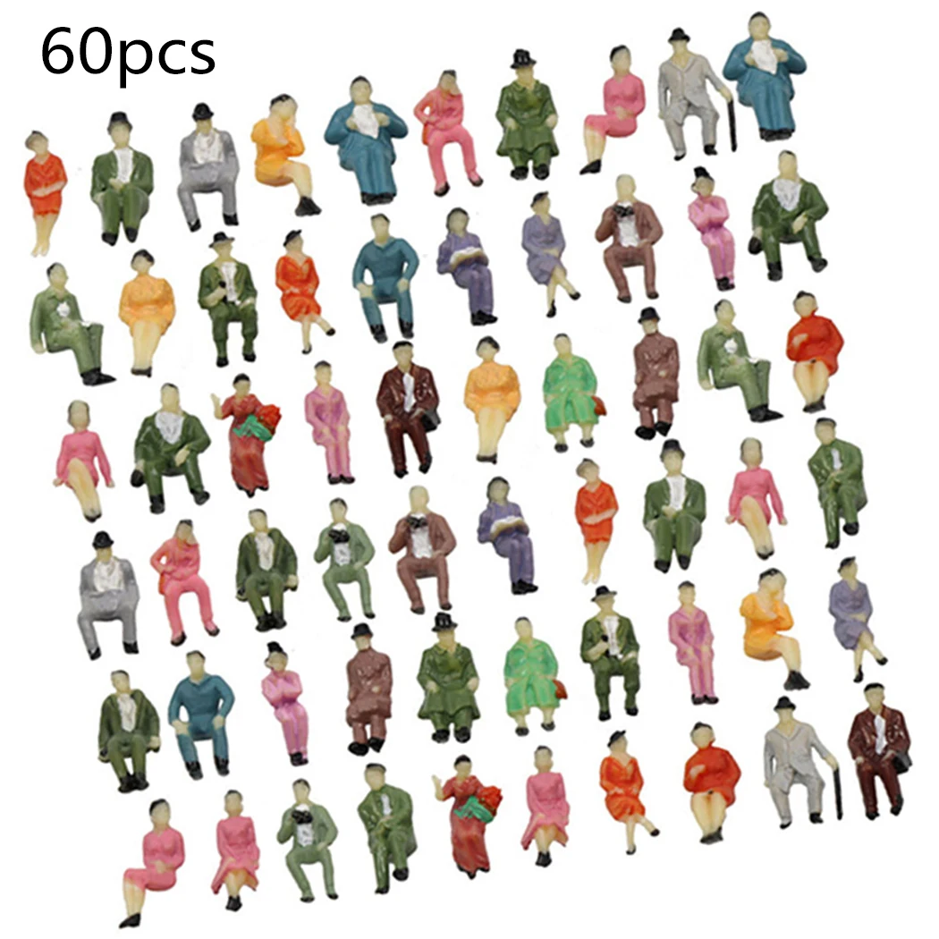 60pcs HO Scale 1:87 All Seated Passenger People Sitting Figures 30 Different Poses Model Train Layout P8711 Garden Decoration