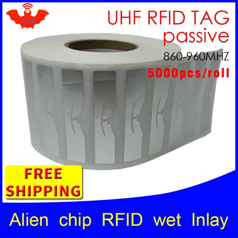 UHF tag sticker Alien 9654-9954 wet inlay EPC6C 915mhz868mhz860-960MHZ Higgs9 5000pcs free shipping adhesive passive RFID label