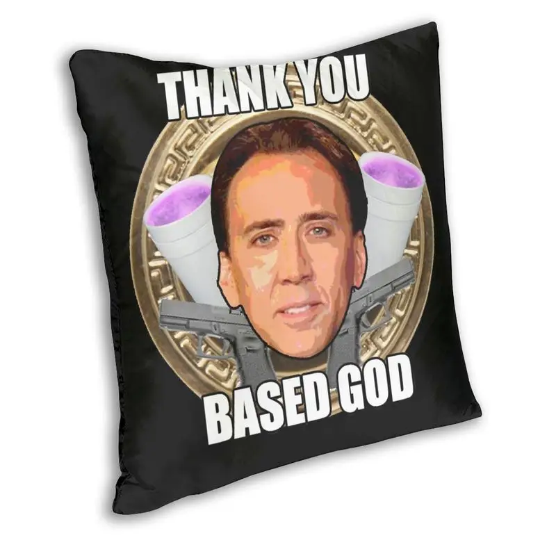 Nicolas Cage Thank You Based God Retro Vinta Cushion Covers Sofa Home Decor Cute Square Pillow Cover 45x45