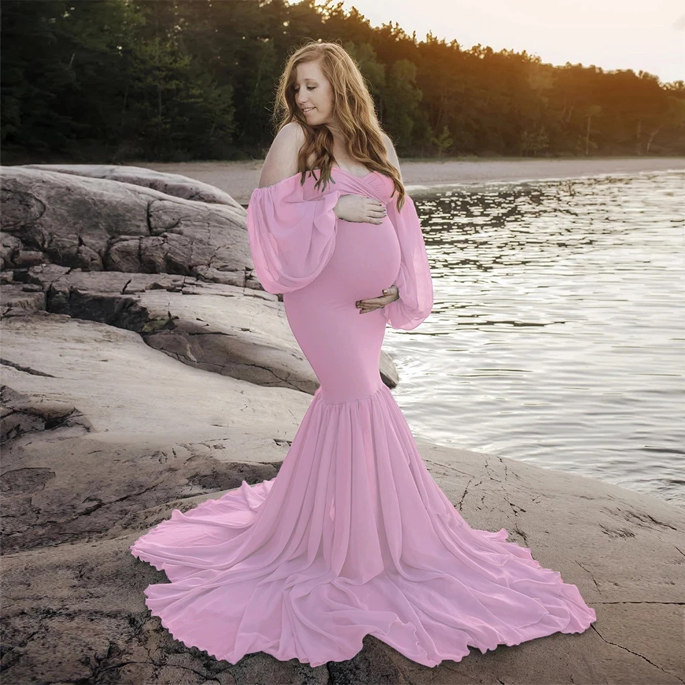 2021 Fashion Pregnant Women Wedding Photography Props Shoulderless Pregnant Women To Maxi Gown Dress For The Baby Shower