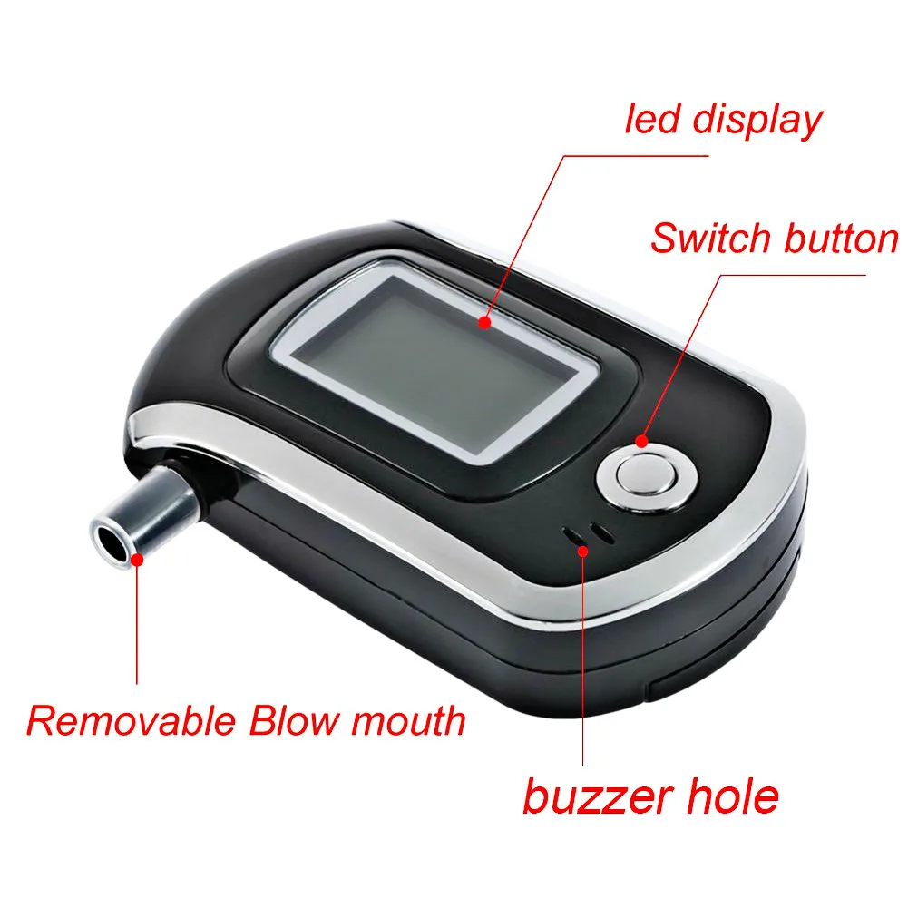 2021 Draagbare Handheld Professionele Digitale Adem Alcohol Tester Blaastest AT6000 Alcohol Adem Tester Alcohol Detector