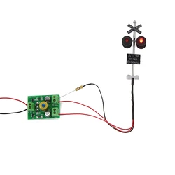 JTD87RP 1 set HO Scale Railroad Crossing Signal LED Head Model Traffic Signal with Circuit Board Flasher