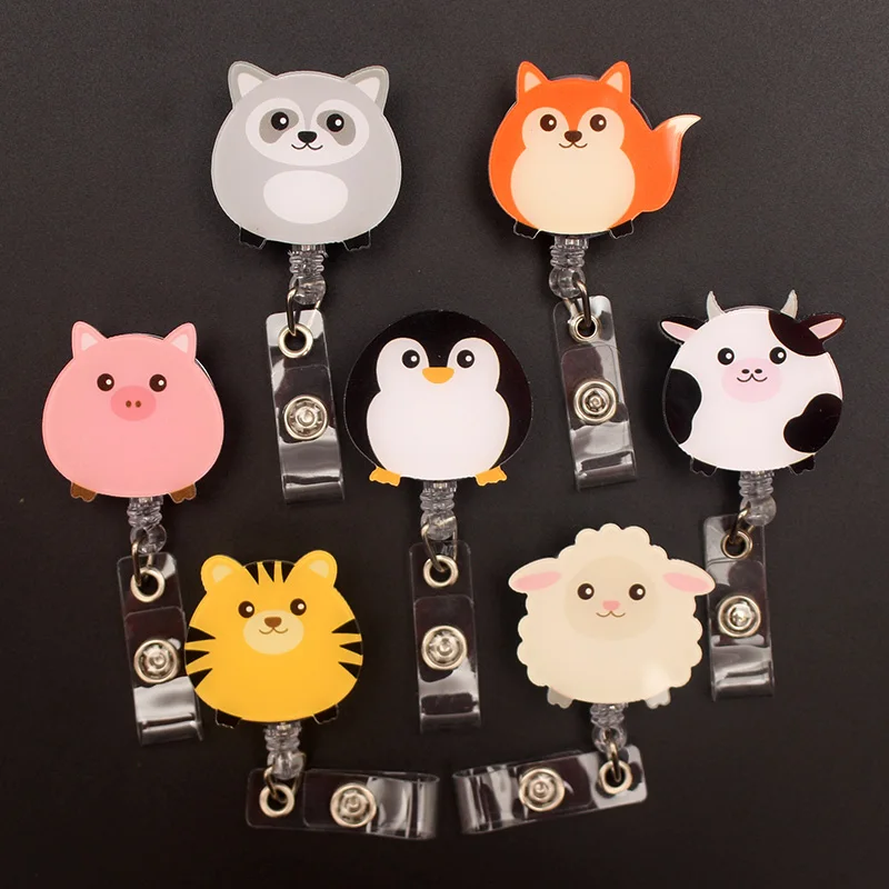 Creative Circle Animal Style Retractable Badge Reel For Nurse&Doctor Card Holder Office&Hospital Supplies Boy&Girl Name Card