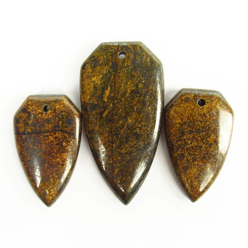 3Pcs 48x25mm/32x20mm Bronzite Coffin Pendant Bead Natural Stone Jewelry Birthday Present for DIY Jewelry Making