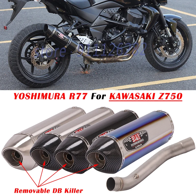 

For Kawasaki Z750 Z 750 2007 - 2014 Motorcycle Exhaust Escape Systems Modify Yoshimura R77 Muffler With Mid Link Pipe DB Killer