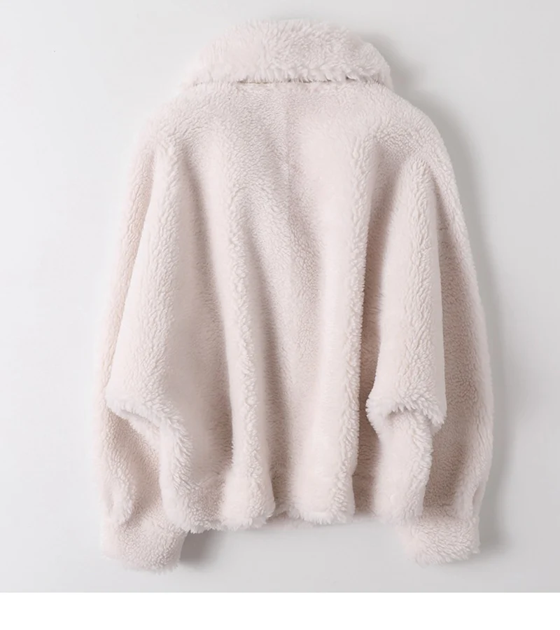 Real Fur Coat High Quality Australian Womens Wool Coats Thick Warm Elegant Loose Large Size Short Outwear Winter Coat For Women