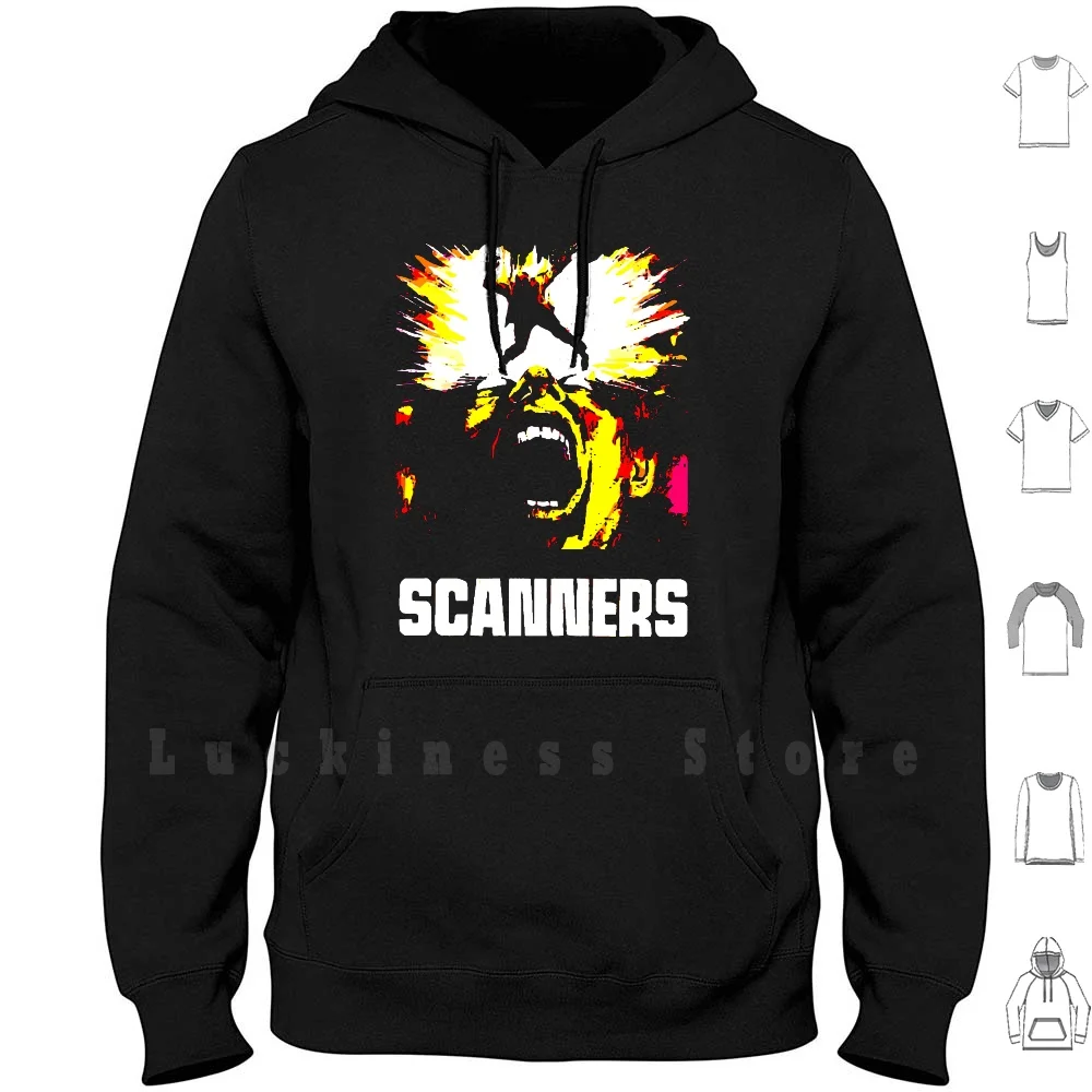 Scanners Hoodies Long Sleeve Horror Film Movie Video Dvd Nasty Monster Vampire Ghost Zombie Werewolf Serial Killer