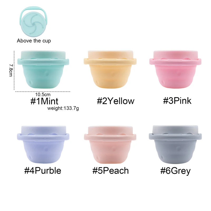 Baby Feeding Cups Baby Spill-Proof Silicone Snack Cup Portable Snacks Container BPA Free Silicone Soft Lid Feeding Cup 6 Colors