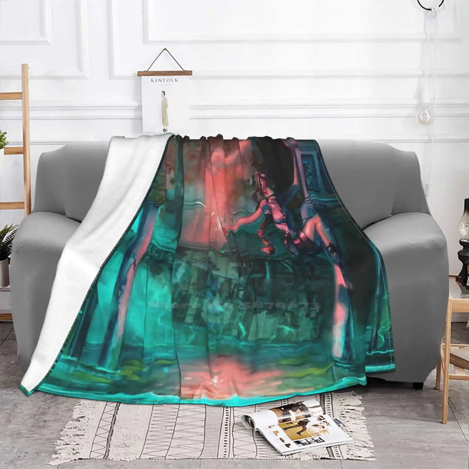 Wreck Of The Maria Doria Tomb Raider 2 Lara Croft | Art By Eliott Cha'coco Shaggy Throw Soft Blanket Sofa / Bed / Travel Love Gi