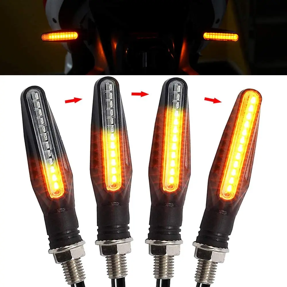 2PCS LED Motocicleta Turn Signals Luz 12 SMD Tail Flasher Fluindo Pisca de Água IP68 Bendable Motocicleta Piscando Luzes