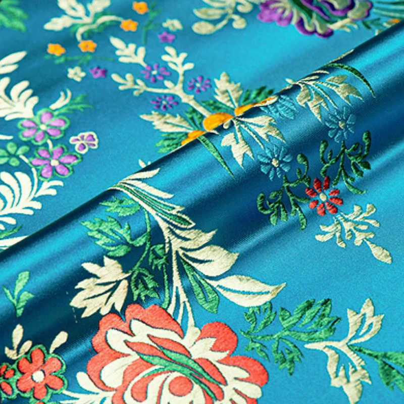 100*75cm Vintage Chinese Floral Pattern Damask Brocade Fabric For Sewing Kimono Dress Cheongsam Baby Clothes Satin Silk Fabric