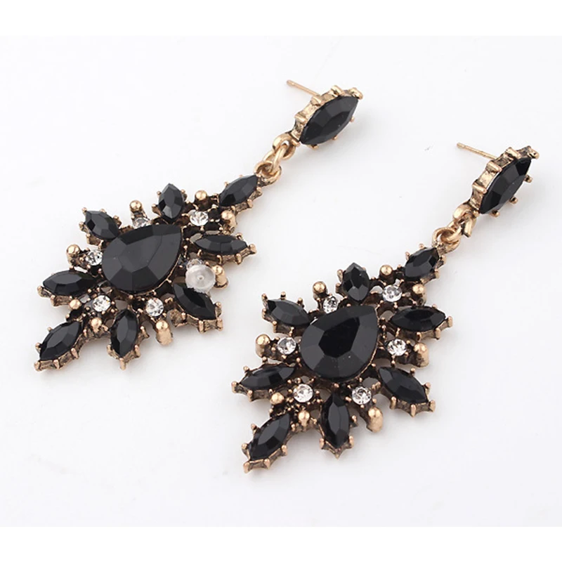 Exaggerated Vintage Black Flower Dangel Earring For Women Girls Boho Big  Bohemian Earrings Jewelry