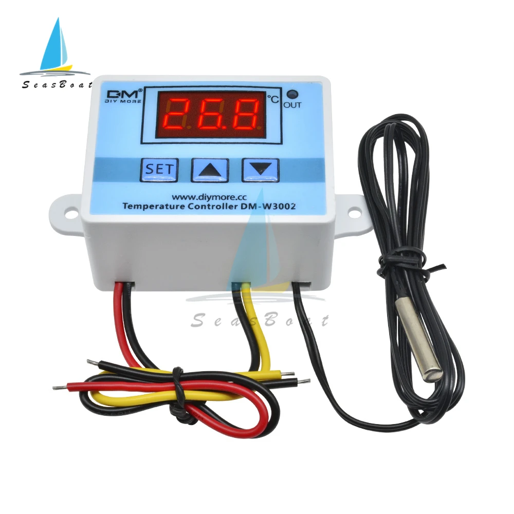 XH-W3002 220V 24V 12V Digital LED Temperature Controller 10A Thermostat Control Switch with Waterproof Sensor Probe W3002