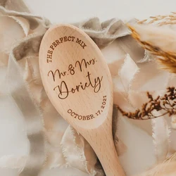 The Perfect Mr. And Mrs. Wood Spoon,Personalized Custom Last Name Wedding Gift , Laser Engraved Wood Spoon ,Bridal Shower Gift