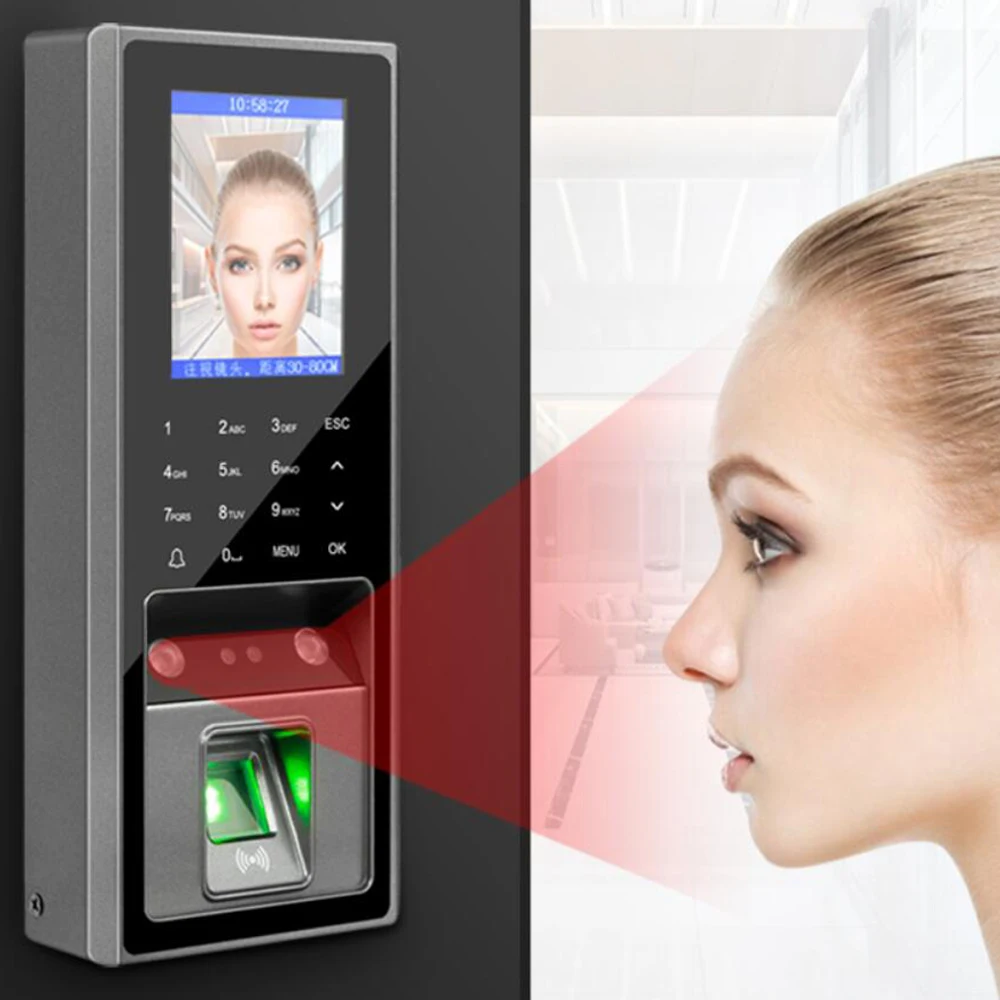 Face Recognition Fingerprint Capacidade para Door Lock System, 300, 125Khz RFID Card, Access Control, 2.8 \