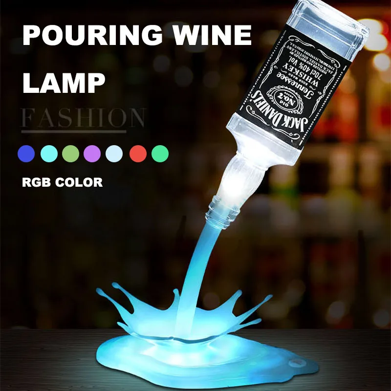 Pouring Wine Night Light Table Lamp Lol Surprise Touch RGB Beer Bottle Veilleuse New Year Decorations Cololight Bar Creative 3D