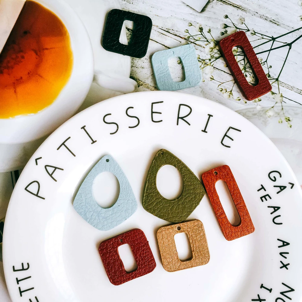 ZEROUP Ear Drop Multicolors Leather Earring Accessories Pendant Necklace Charms Diy Handmade Material Components 8pcs