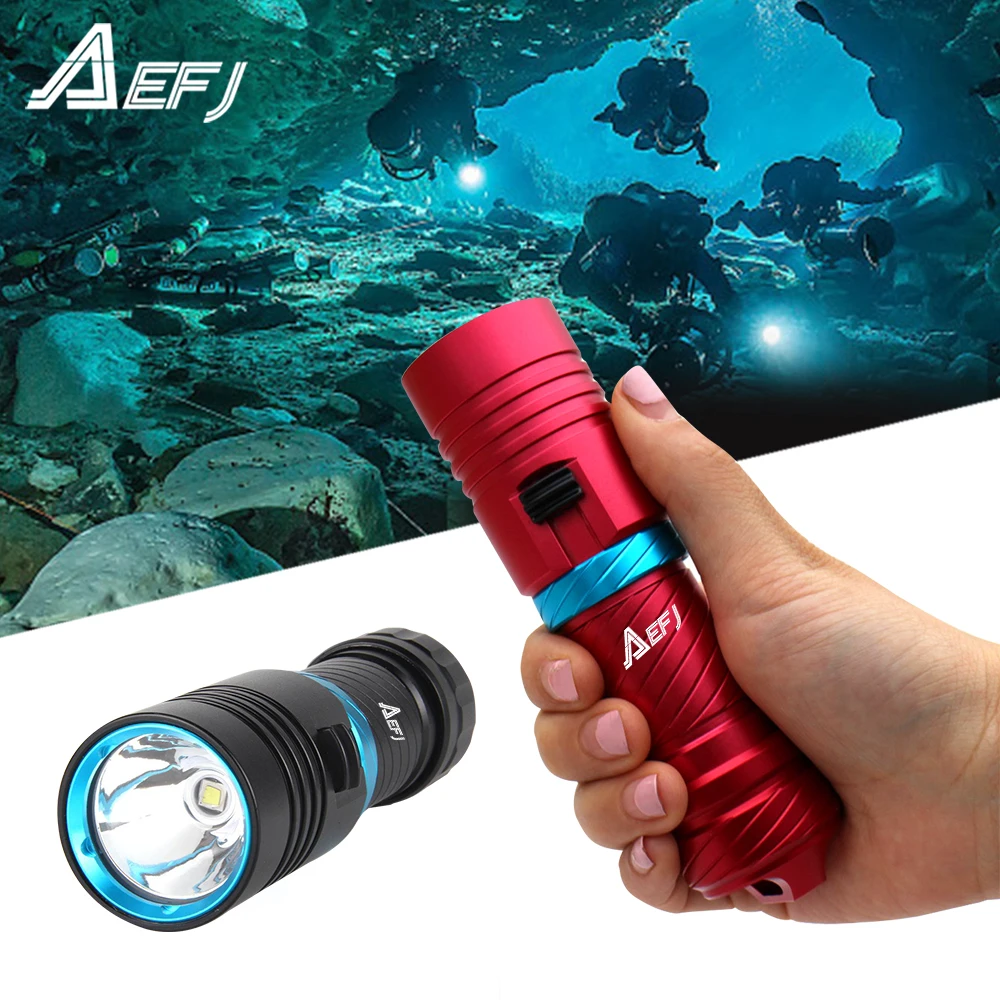 L2 Waterproof Dive Underwater 80 Meter LED Diving Flashlight Torches yellow Lamp Light Camping Lanterna With Stepless dimming