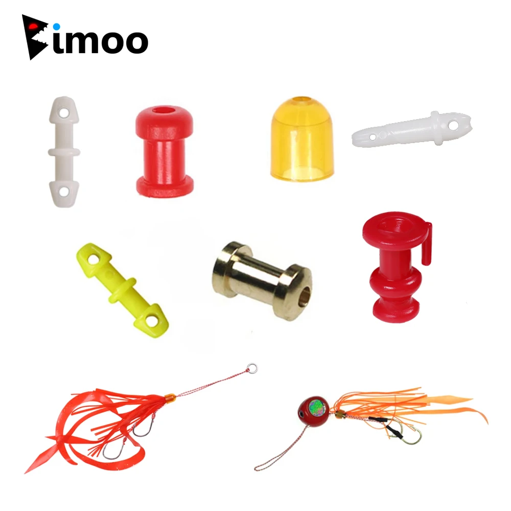 Bimoo 50PCS 6 Types Copper/Plastic Slide Parts Rubber Skirts Tie Mule Maintenance Supplies Saltwater Snapper Fishing Equipment