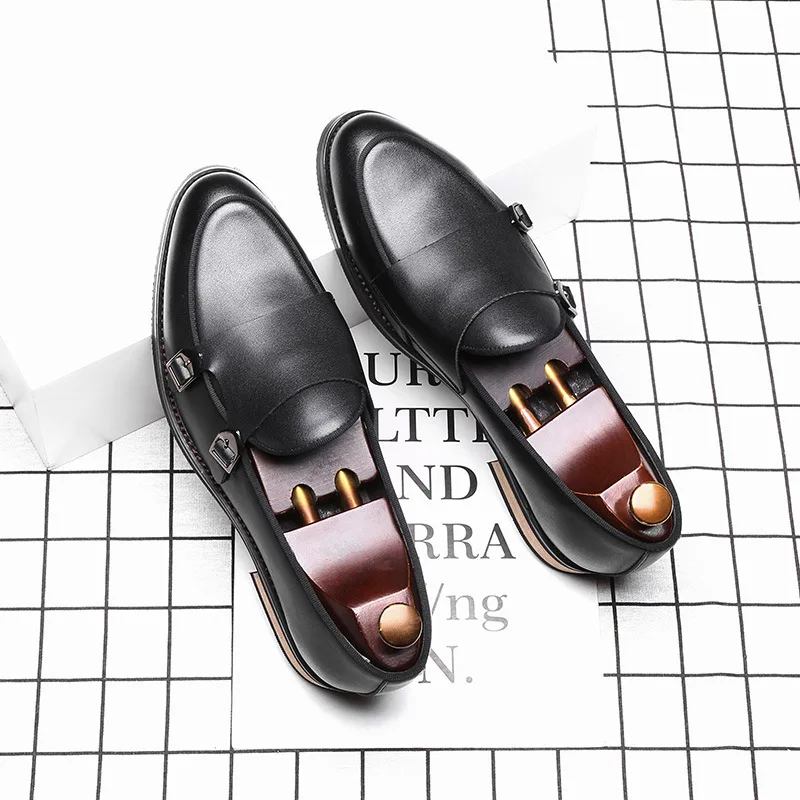 Zero more Fashion Men Loafer New Handmade Retro Double Monk Buckle Straps Casual Shoes Men Moccasins For Men Leather Flat Shoes