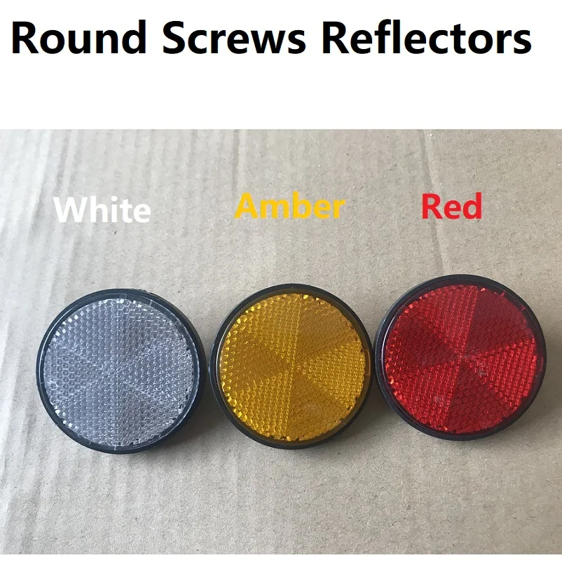 4pcs White Round Reflectors Screwed Motorcycle Trucks Cars Trailer RV Campervan Auto Rear/Tail/Side/Signal Accessories