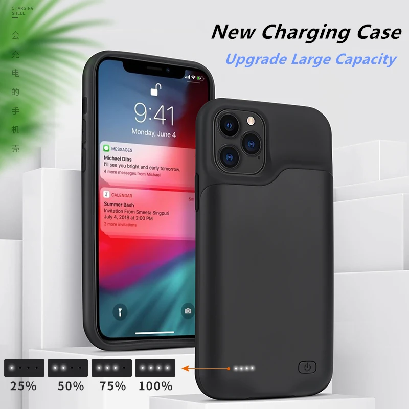 QuLing – coque fine pour iphone 12, Mini, 12 Pro Max, Gel de silice, batterie externe intelligente, étui de chargeur de batterie