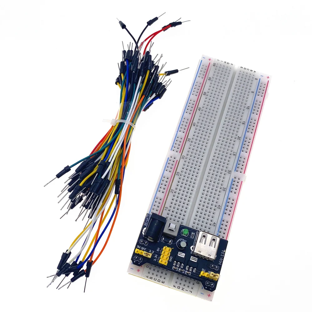 Original 3.3V/5V MB102 Breadboard power module+MB-102 830 points Solderless Prototype Bread board kit +65 Flexible jumper wires