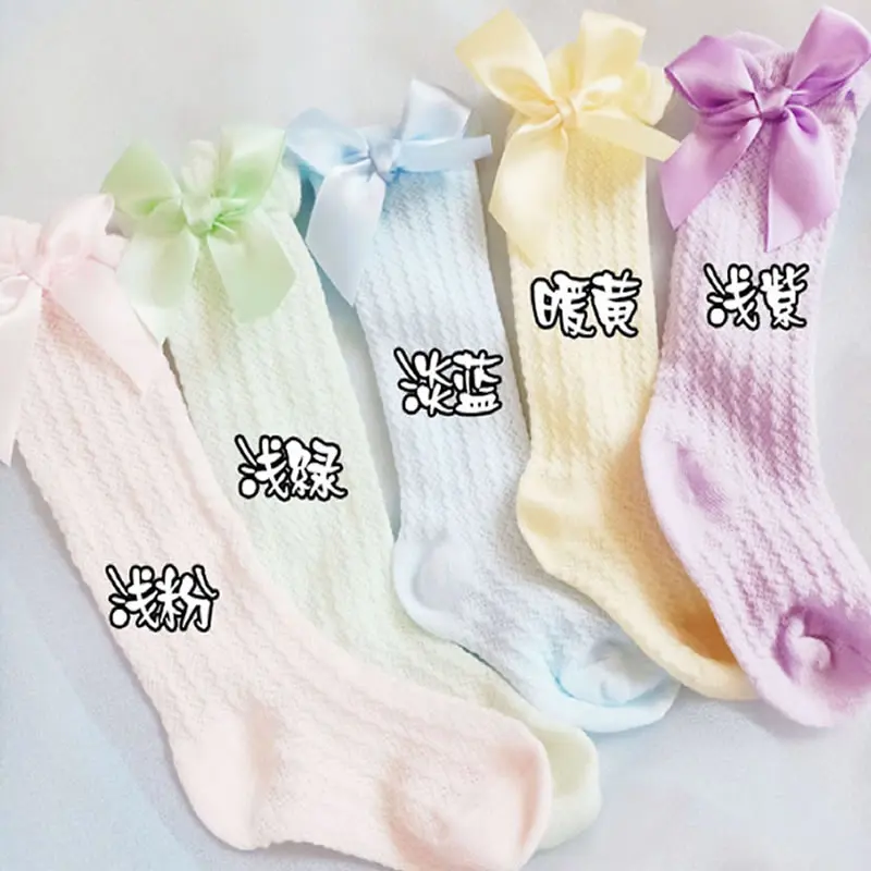 

New Baby Girl Tights Summer Cotton Newborn Baby Pantyhose Infant Toddler Knee Tights Bows Pompom Baby Stockings Sokken