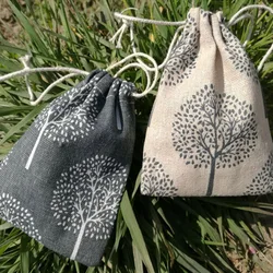 Happy Tree Linen Dust Sack 8x10cm 9x12cm 10x15cm 13x17cm Makeup Jute Jewelry gift Bags Pouches