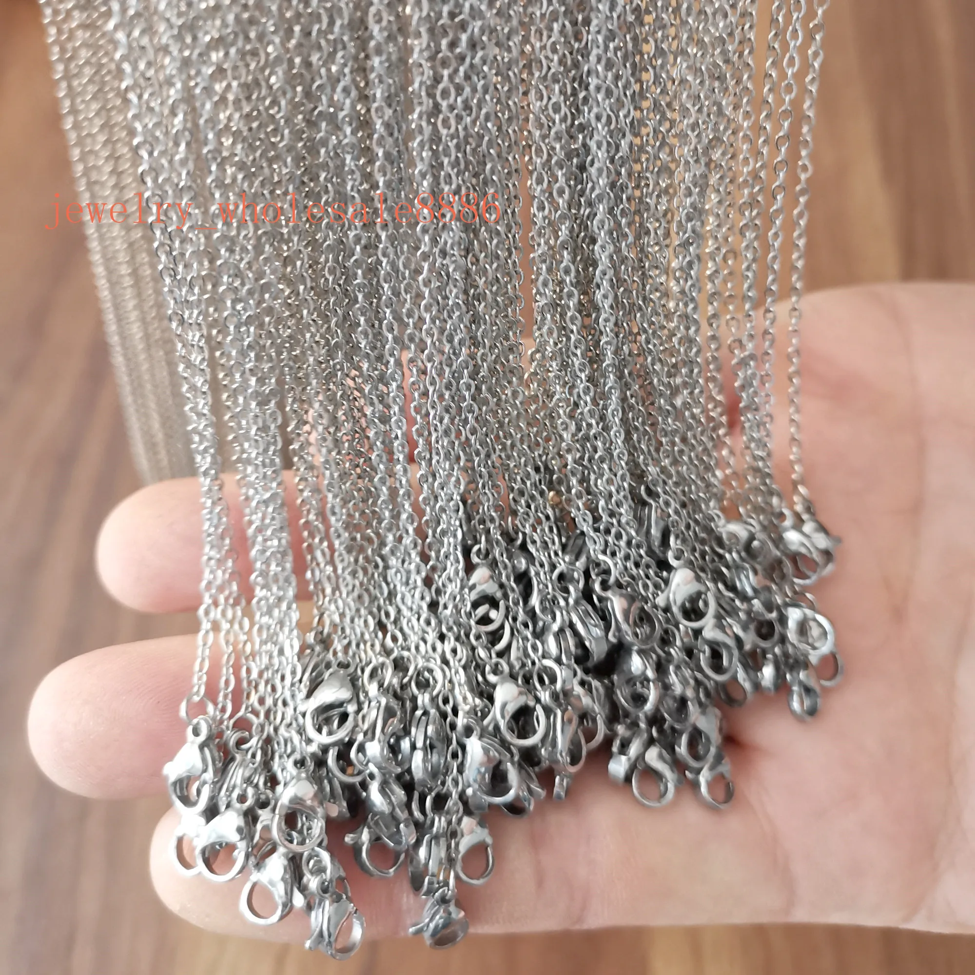 100pcs/bag  stainless steel strong jonit oval link chain necklace 1.5mm/2mm 18''