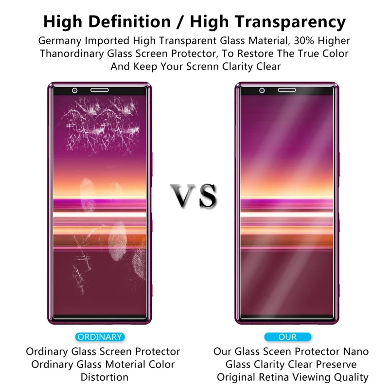 2 pz/lotto vetro temperato per Sony Xperia 5 proteggi schermo per Sony Xperia 5 9H pellicola protettiva antideflagrante dura