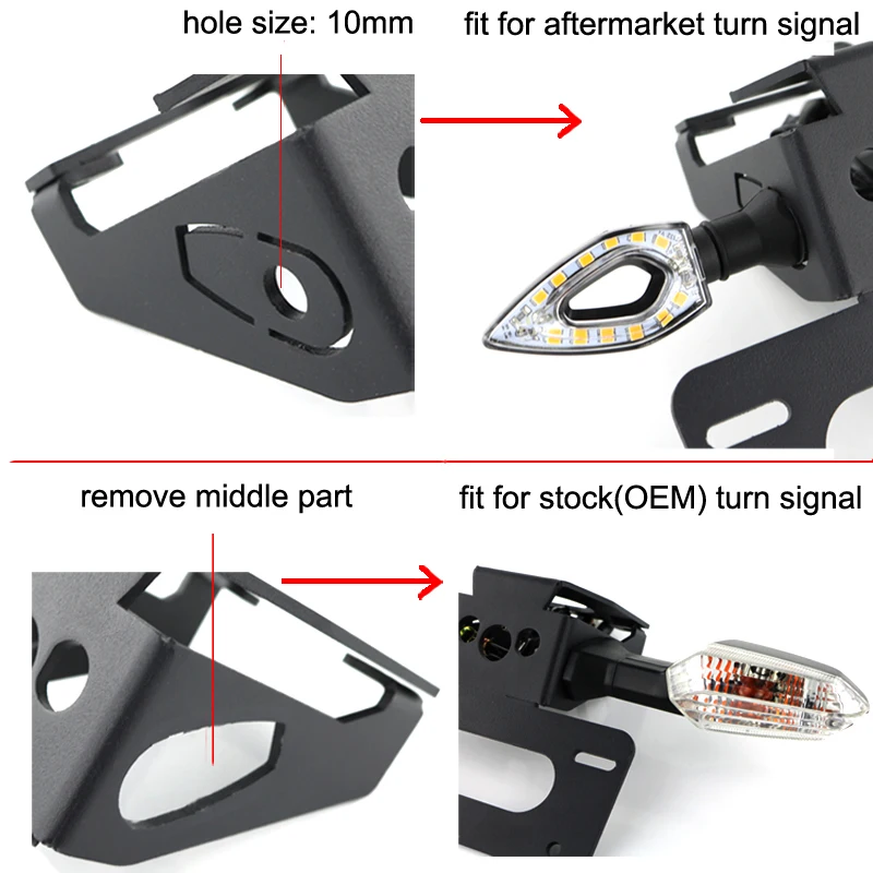 Cauda traseira Tidy Número Titular da matrícula, Kit Eliminador Fender Motocicleta, Kawasaki Z900 2017 2018 2019 2020 2021 2022-2024