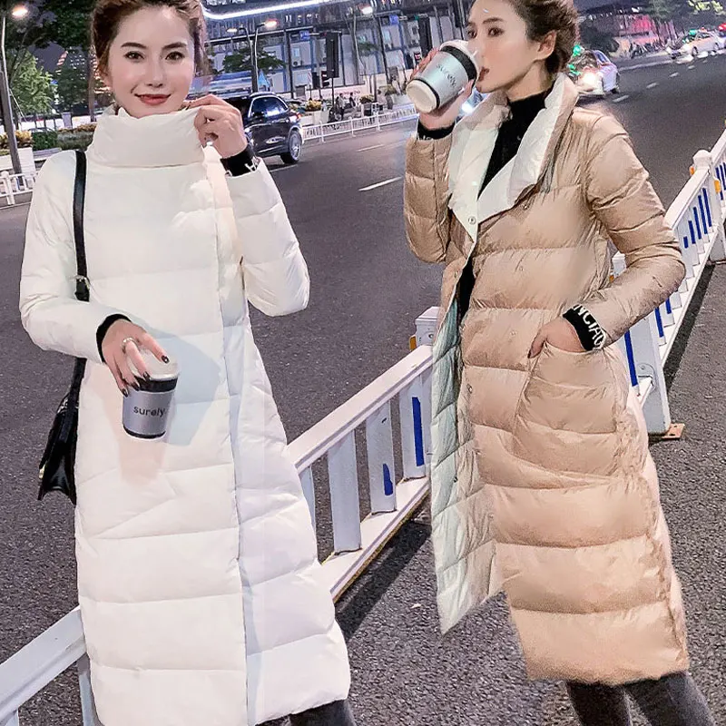 Women Double Sided Down Casual Long Jacket Winter Parkas Women White Duck Down Coat Light Thin Warm Down Coat Women Outwear