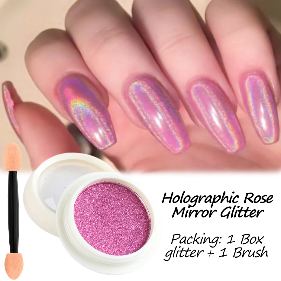 Mix Mirror Gradient Nail Rub Powder Sparkly Glitter Rose Gold Shade Nail Art Decoration Pigment DIY Manicure  Chrome NLSE01-08