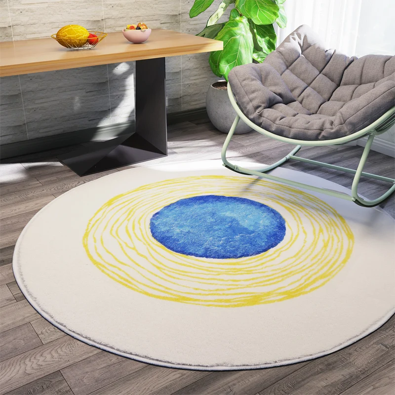 

Nordic Soft Round Rugs for Living Room Modern Yellow Rug Carpets for Bedroom Kid Room Play Area Rug Decor Study Coffee Table Mat