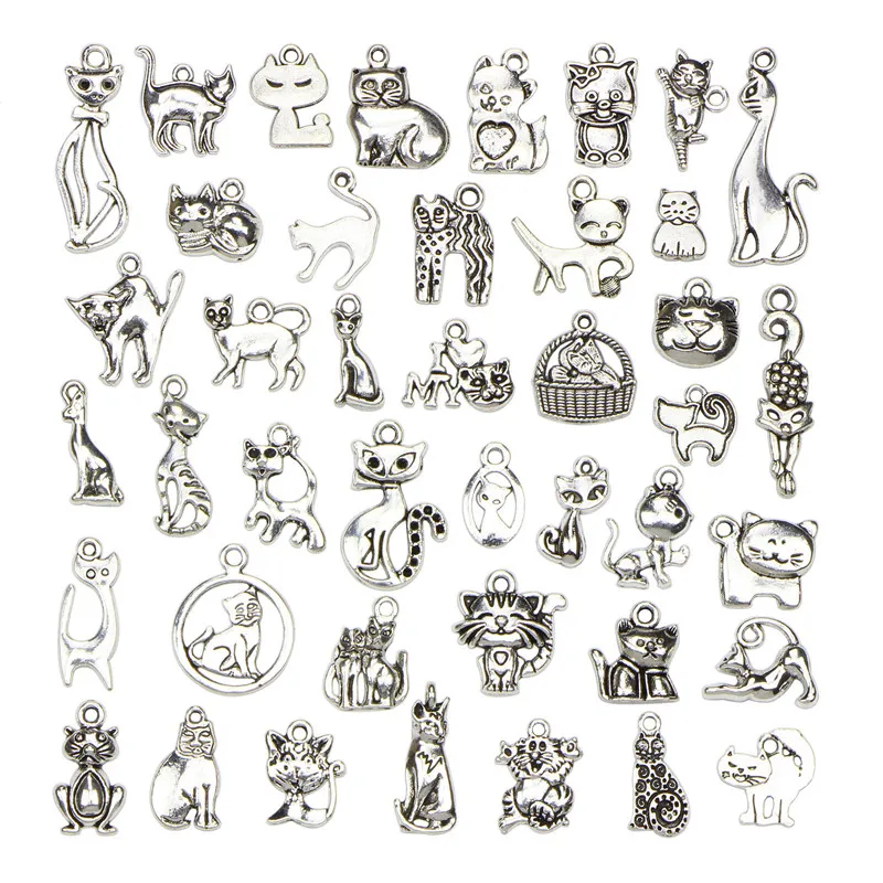 20pcs/lot Random Mix Animal Cat Charms Lot For Bracelet Making Metal Dog Owl Butterfly Charms Pendants Necklace Jewelry Findings