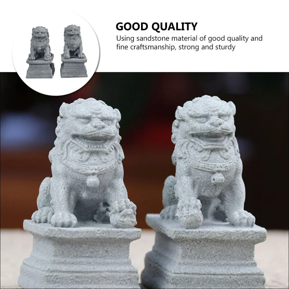 Fo Shui Feng Miniatura Estatueta, Cães De Pedra, Decoração de Escultura Guardião Chinês Prosperidade, Par Fu, Figurinhas, Estátua