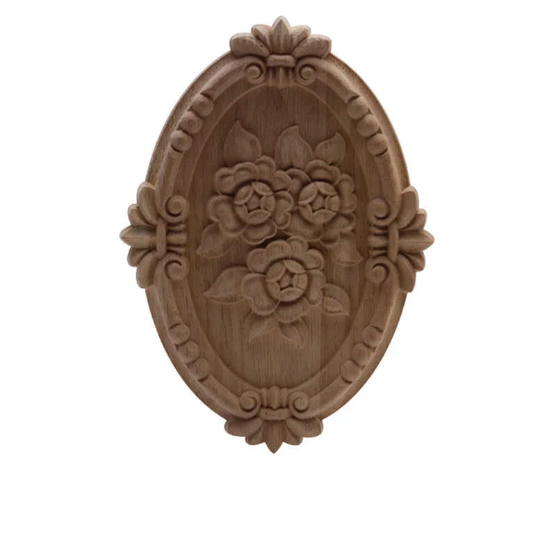Wood Figurines Onlay Wood Applique Wood Decal Decor Antique European Long Large Floral Wooden Furniture Cabinet Walls European