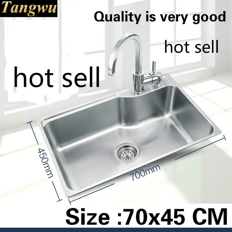 Free shipping Standard kitchen single trough sink durable food-grade stainless steel wash the dishes luxury hot sell 700x450 MM