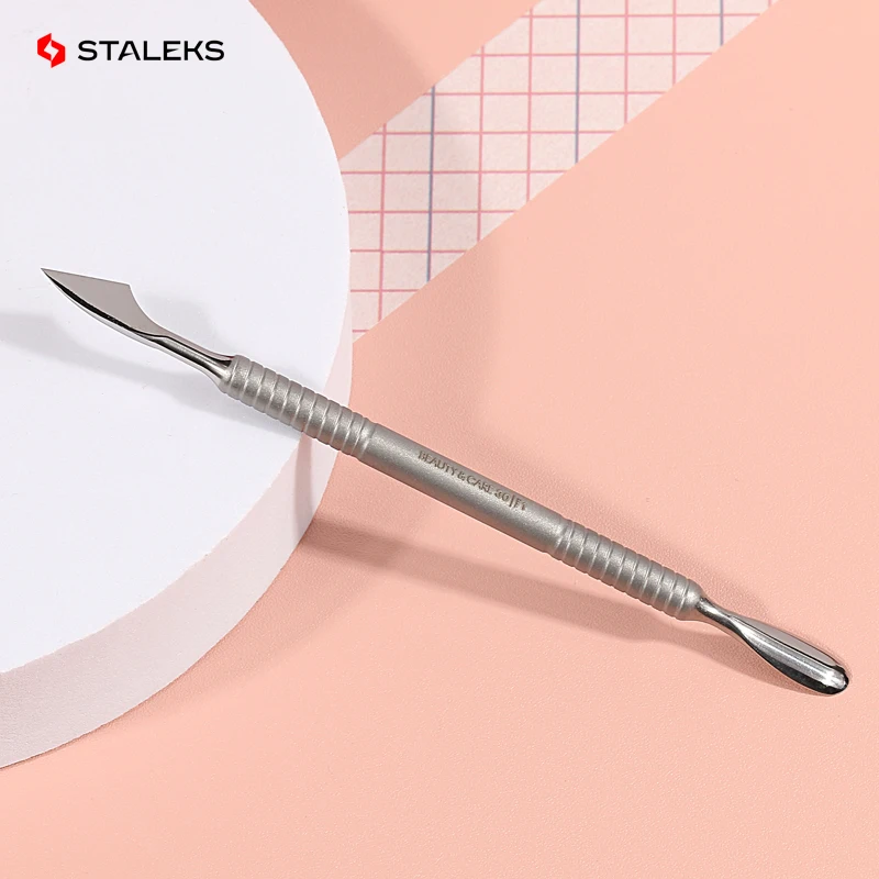 

STALEKS PBC-30-1 Stainless Steel Nail Cuticle Spoon Pusher Matte Double Head Dead Skin Remover Knife Manicure Nail Art Tool