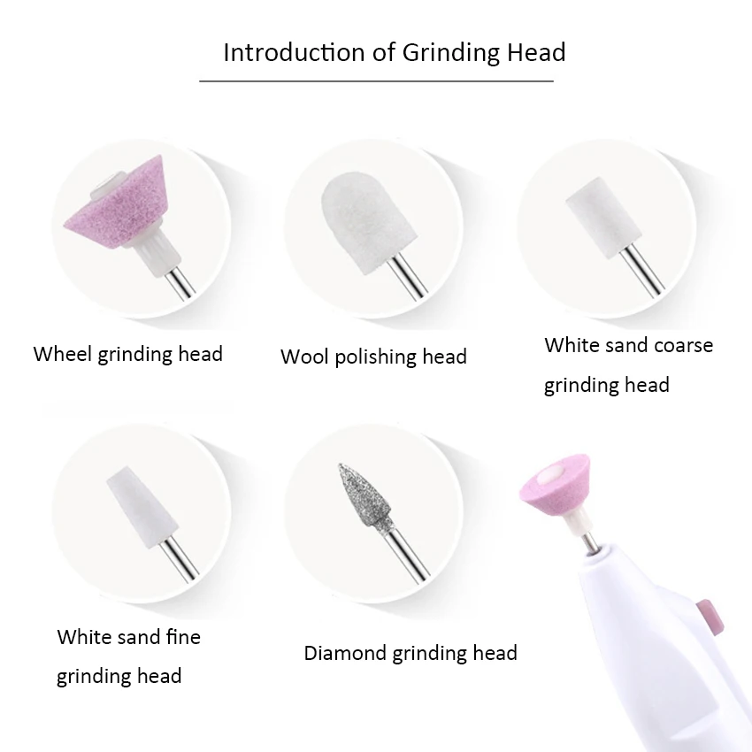 Conjunto de unhas elétrico manicure conjunto 5 em 1 máquina de manicure broca do prego moedor arquivo grooming kit buffer do prego polisher removedor