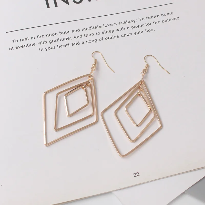 New Trend Jewelry Drop Earrings Simple Fashion Hollow Geometric Metal Earrings Temperament Personality Wild Ladies Earring