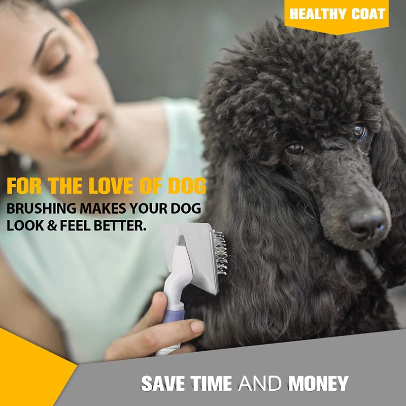 Benepaw Professional Dog Brush Massages Particle Ergonomic Anti-slip Pet Grooming Slicker Comb Removes Tangles Dander Loose Hair